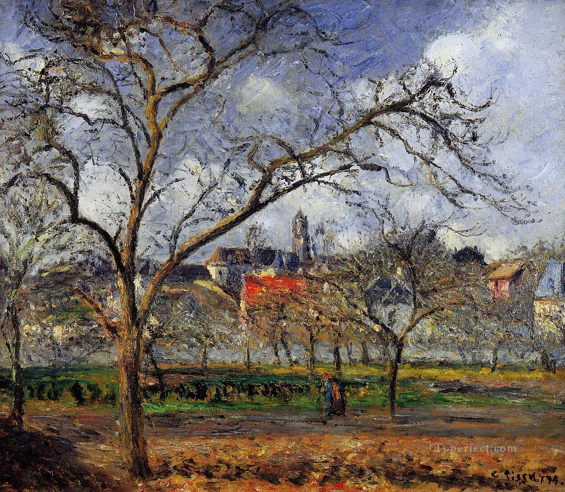 on orchard in pontoise in winter 1877 Camille Pissarro Oil Paintings